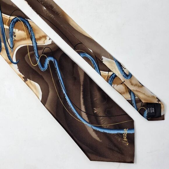 J JERRY GARCIA SILK TIE COURTYARD BROWN WATERCOLOR ARTIST PROOF 9 3.75" X 59" - Picture 1 of 3
